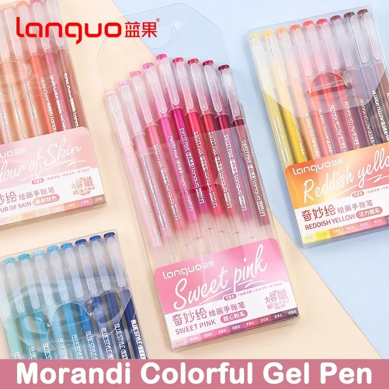 198/6 PCS Morandi Gel Pen Student Diary Scrapbook Painting DIY Gel Pen Set Coloring Book Drawing Doodling Pen School Supplies