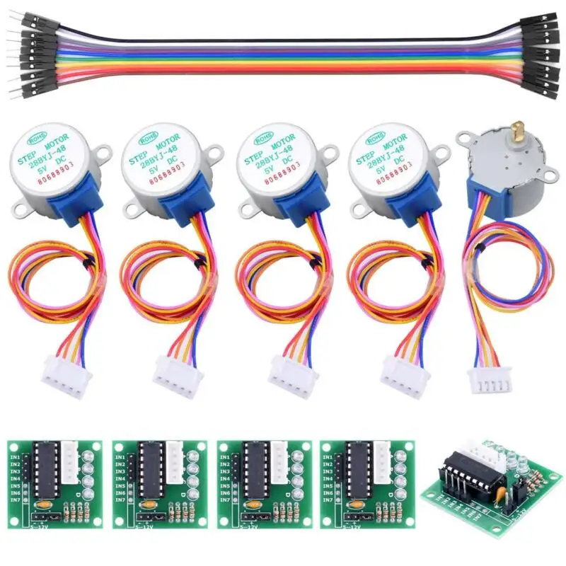 

5 PCS Drive Boards With 5 PCS Stepper Motors Kit 5V 4-Phase Geared Stepper Motor With ULN2003 Driver Board 28BYJ-48 For