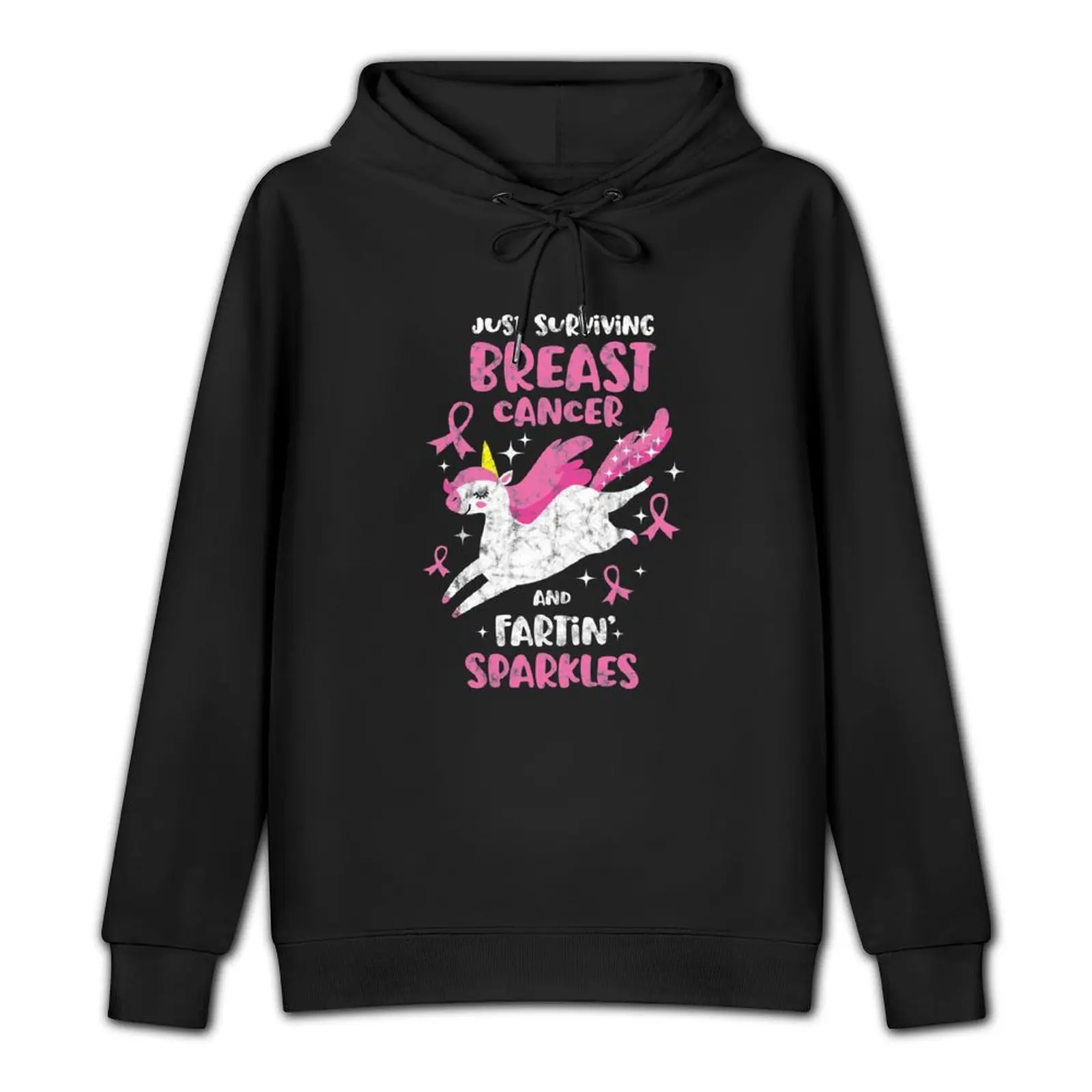 Surviving Breast Cancer Farting Sparkles Unicorn Distressed Pullover Hoodie Herren-Sweatshirt-Trainingsanzug für Herren