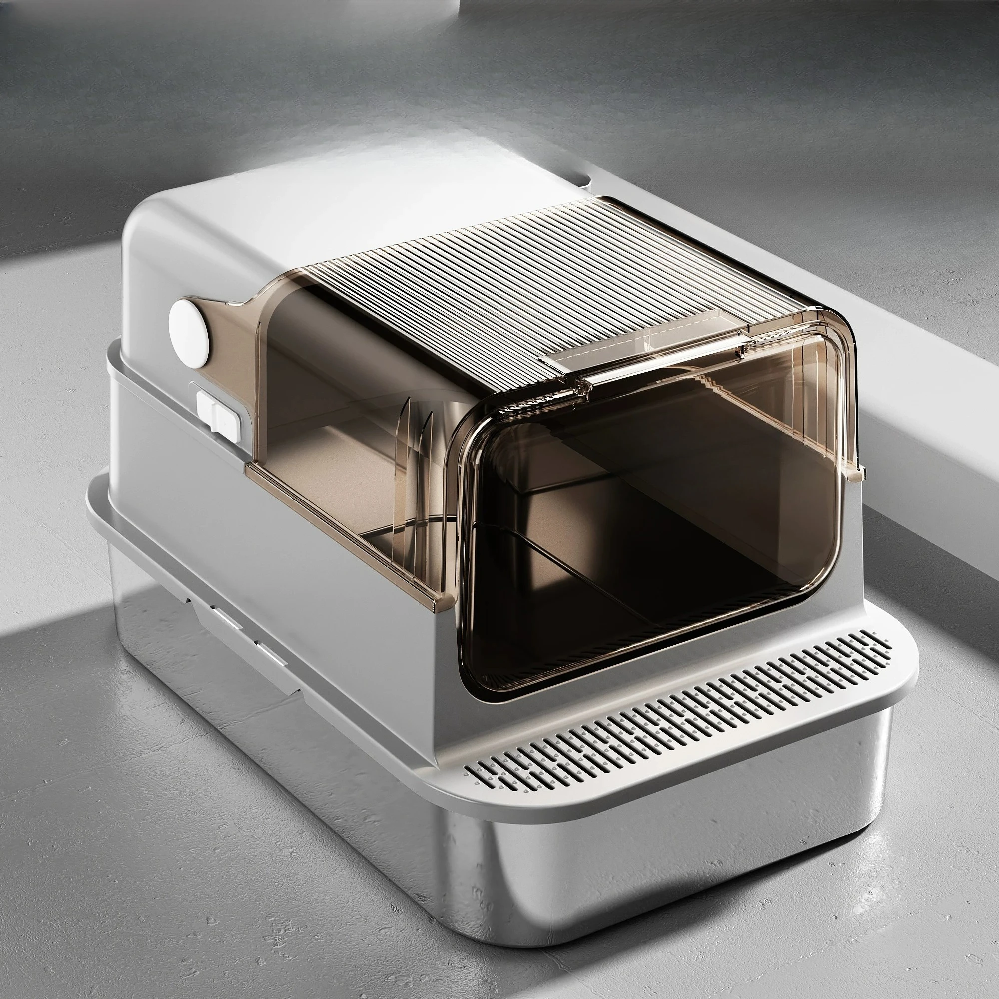 

Stainless steel cat litter box oversized fully enclosed giant deodorant Maine splash-proof king size cat toilet
