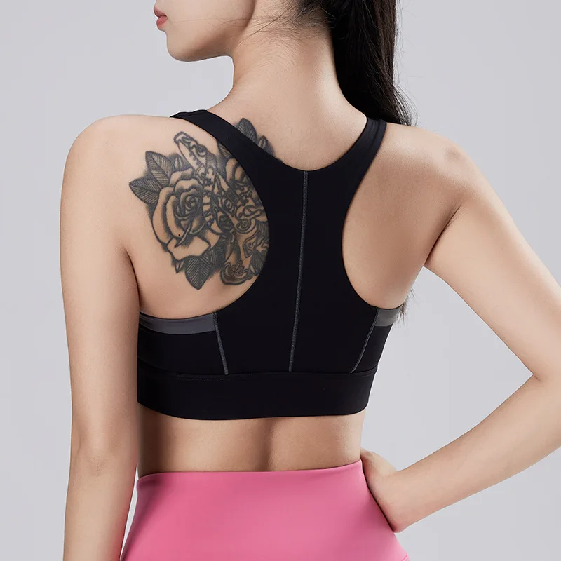 Women Sport Bras Front Zipper Yoga Bra High Impact Shockproof Workout Underwear Padded Running Tank Tops Gym Fitness Vest Female