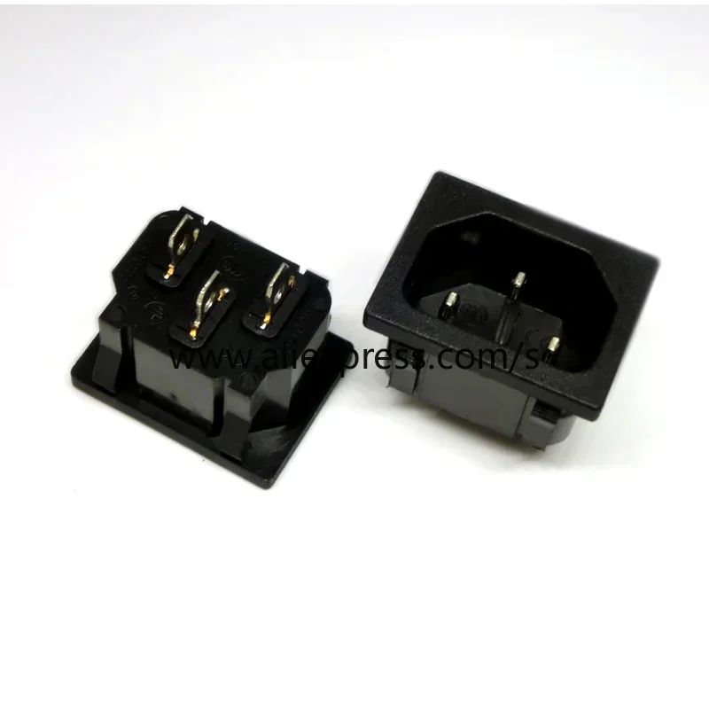 2PCS IEC320 C8 Black 2 Terminal Power Plug Inlet Socket AC 250V 2.5A AC Power Socket Connector Plug Copper Core US EU Plug