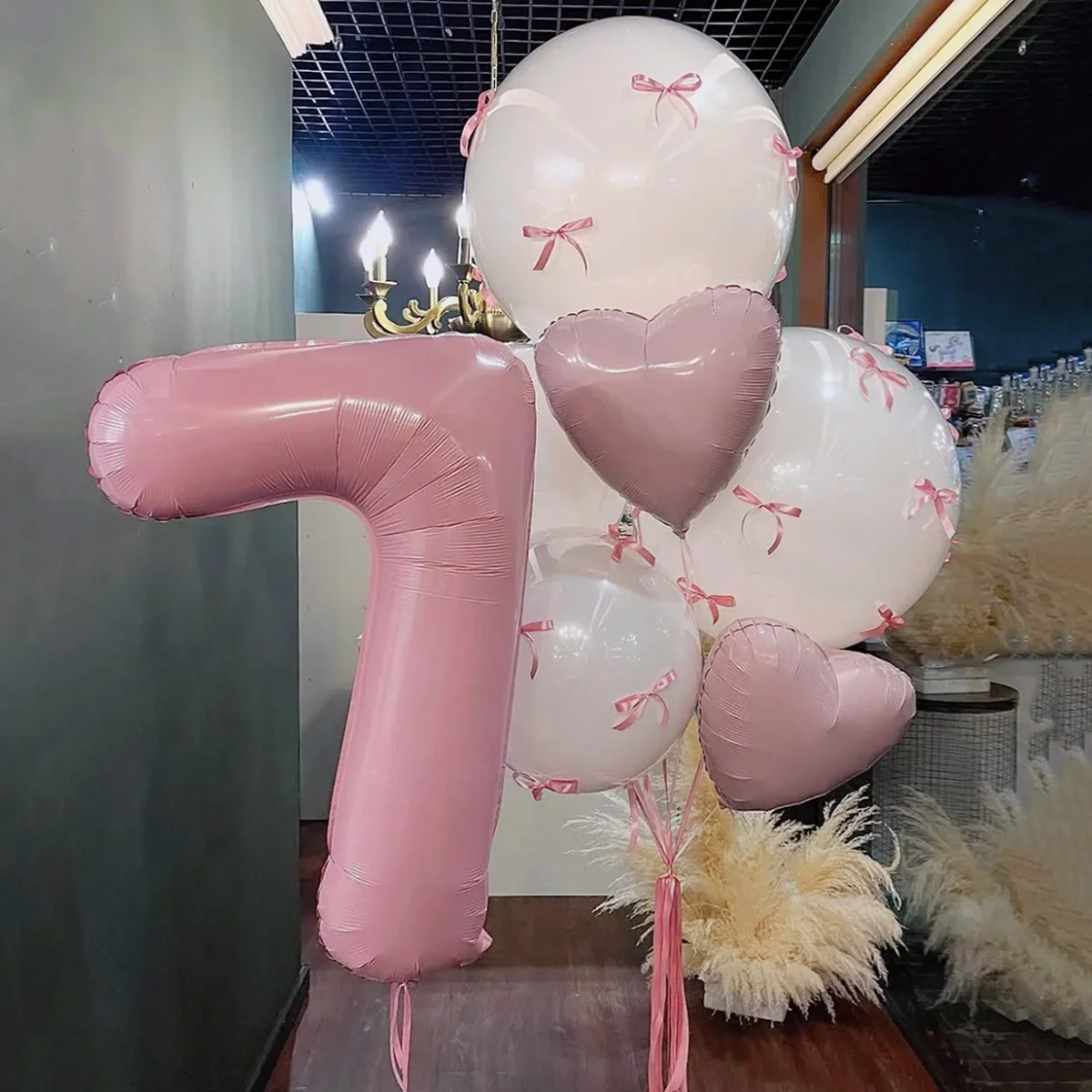 40-Zoll-Rosa-Digital-Love-Bobo-Ballon-Set (0–9), DIY-Bandschleife für Geburtstag, Party, Jubiläumsdekoration, Foto-Requisiten