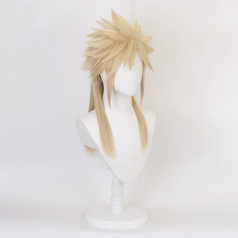 Game Final Fantasy VII Cloud Strife Cosplay Costume Wig Adult Unisex Short Yellow Wigs With Hair Extensions Halloween Props