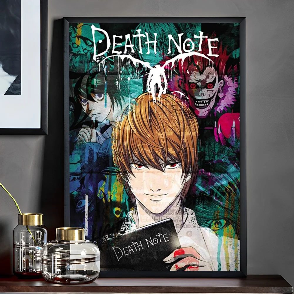 Affiches Vintage Classiques de Death Note d\'Anime, Peinture Murale, Papier Kraft Blanc, Décoration de Chambre Kawaii