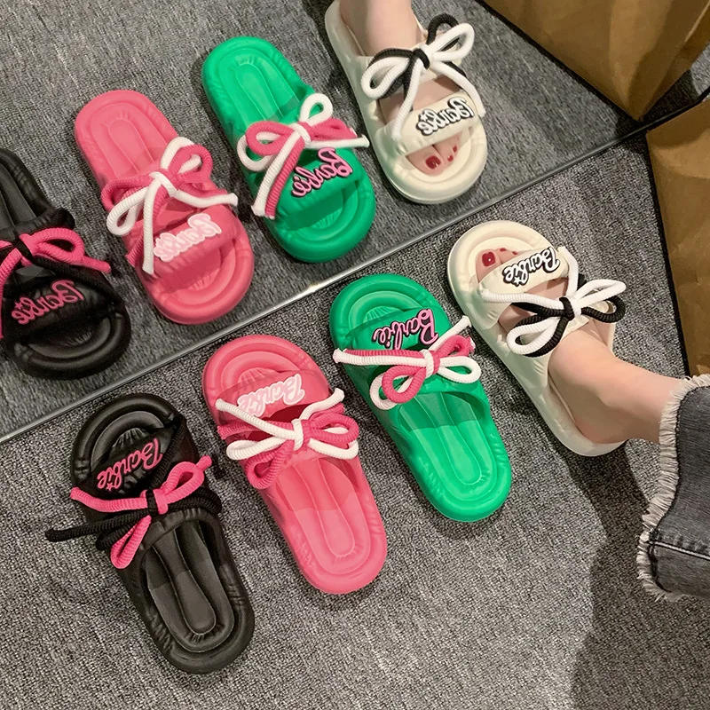 

2024New Miniso Kawaii Anime Barbie Summertime Anti-Slip Slipper Cute Sweet Cartoon Soft-Soled Sandal Lovely Gifts for Girls