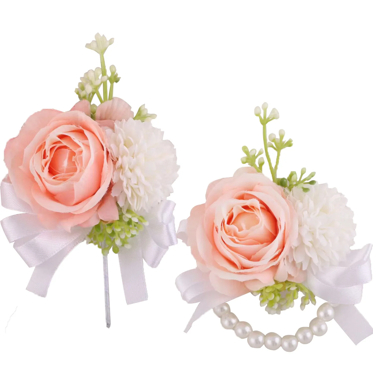 Casamento de pulso flor arco decoração simulação branco margarida leite rosa bud corsage e pulso flor pulseira para casamento