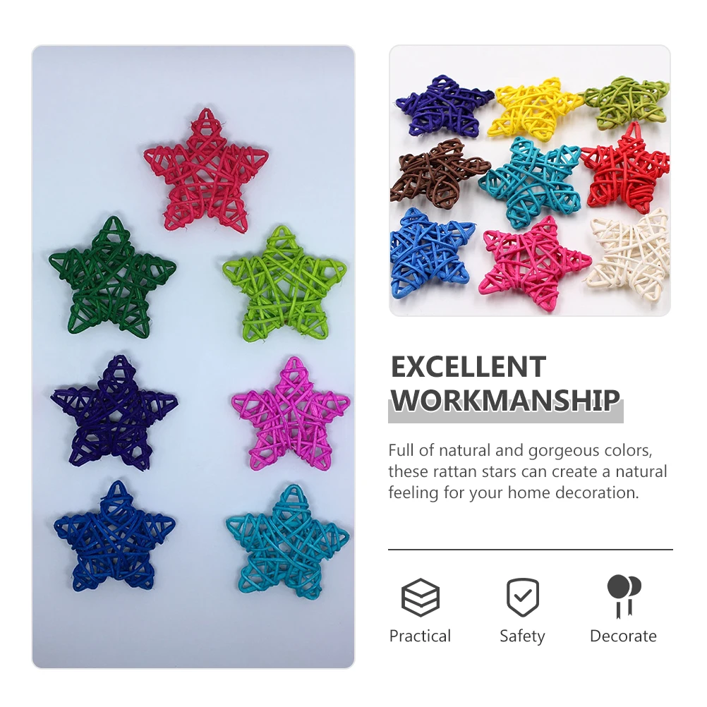 

20pcs Rattan Hanging Stars Wicker Ornament Home Wedding Decoration Star Wicker Balls Living Room Accessories Farmhouse