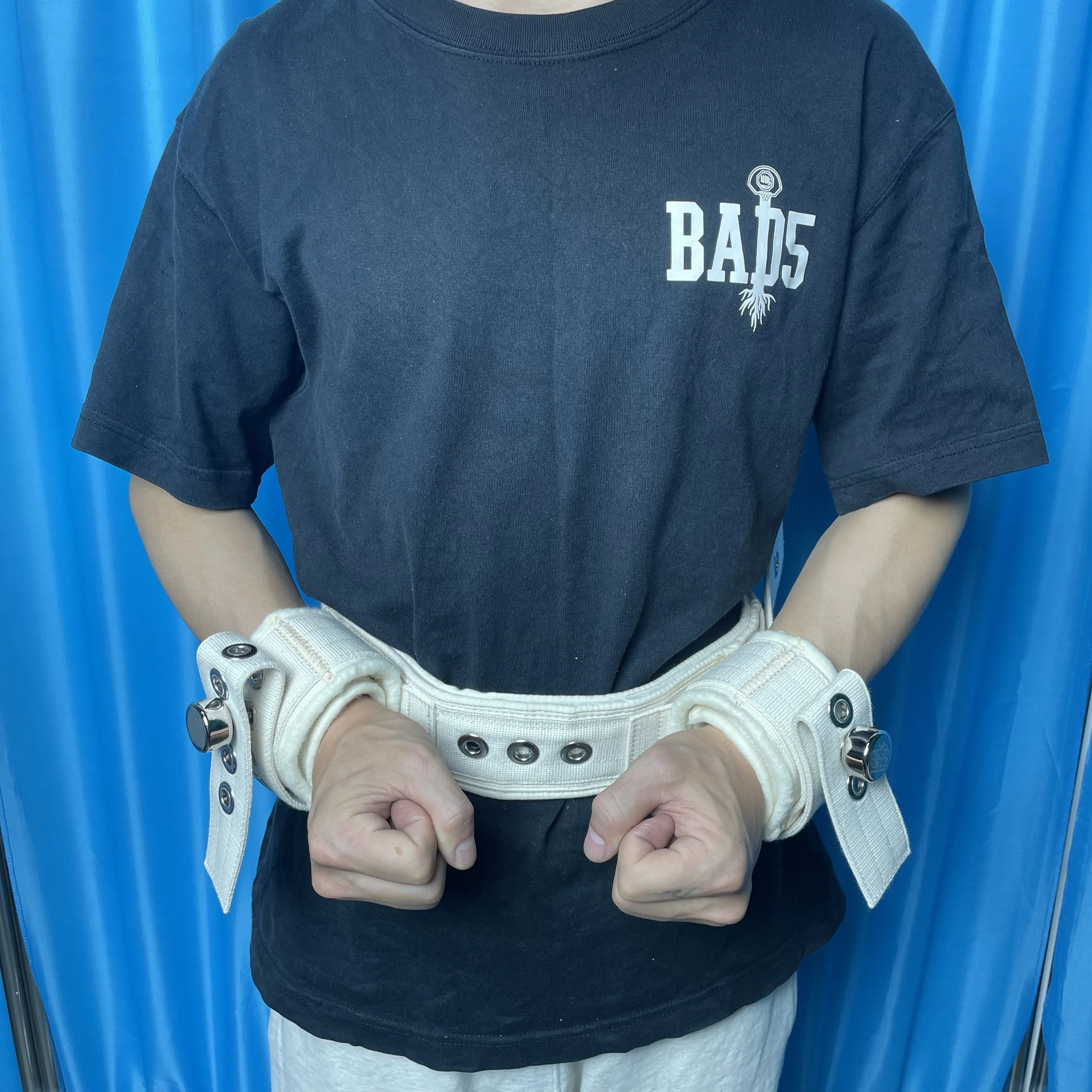 

Beige Wrist and Waist Restraint Set Abdominal Belt with Non-detachable Hand Restraints Agitation Control Psychiatric Restraints