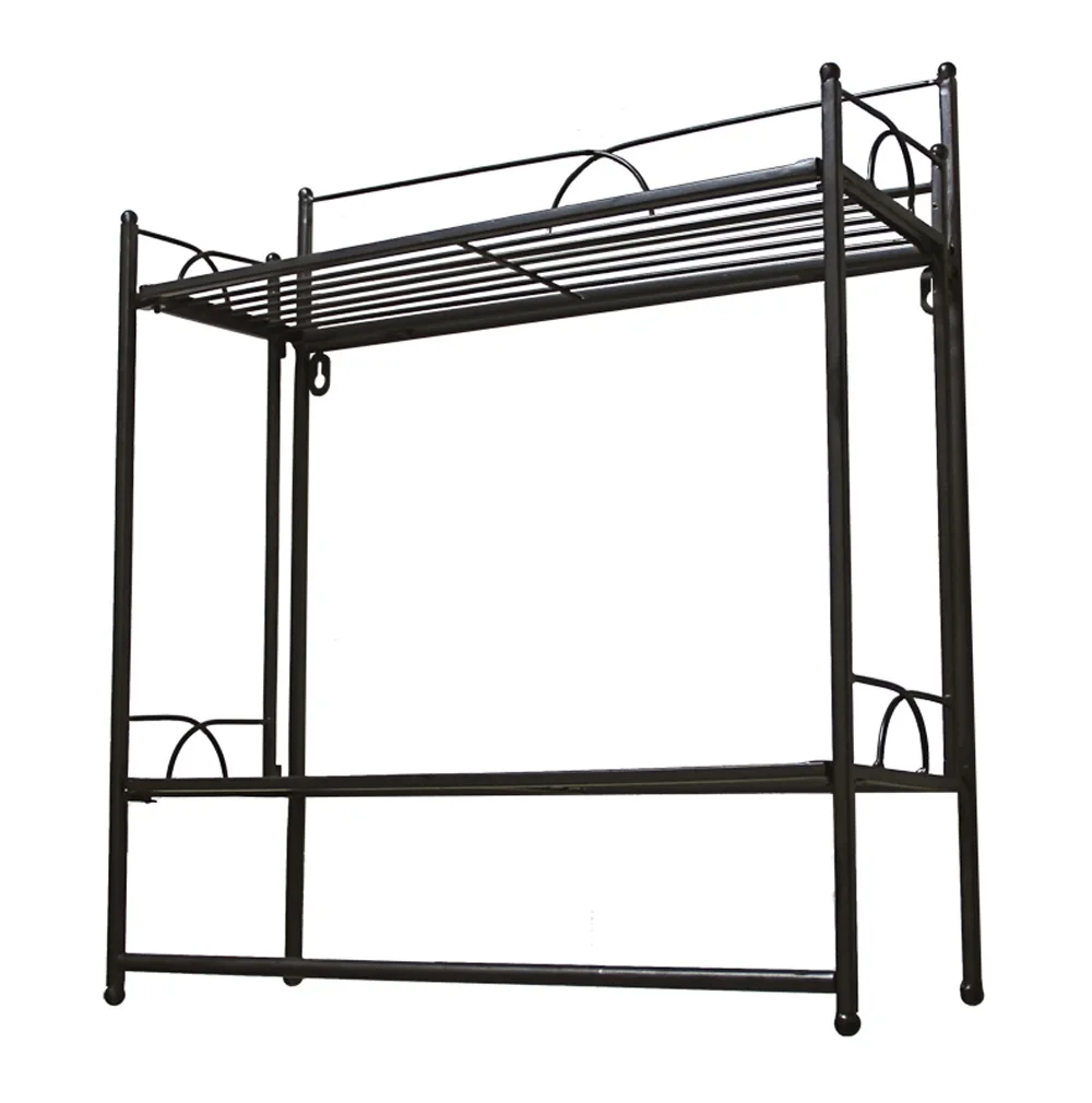 

2 Layers Portable Fold Black Metal Wall Shelf Organizer Rack