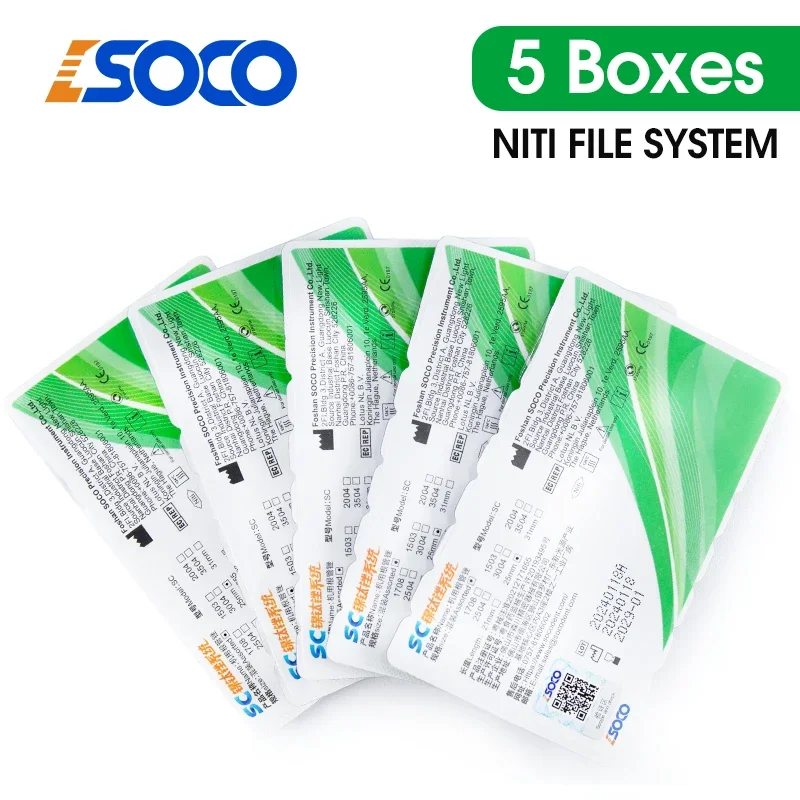 SOCO 5 Boxs Anti-Fatigue Nickel Titanium Canal Shaping Files, Top-Notch Alloy Optimal Rotary Cutting Performance and Durability