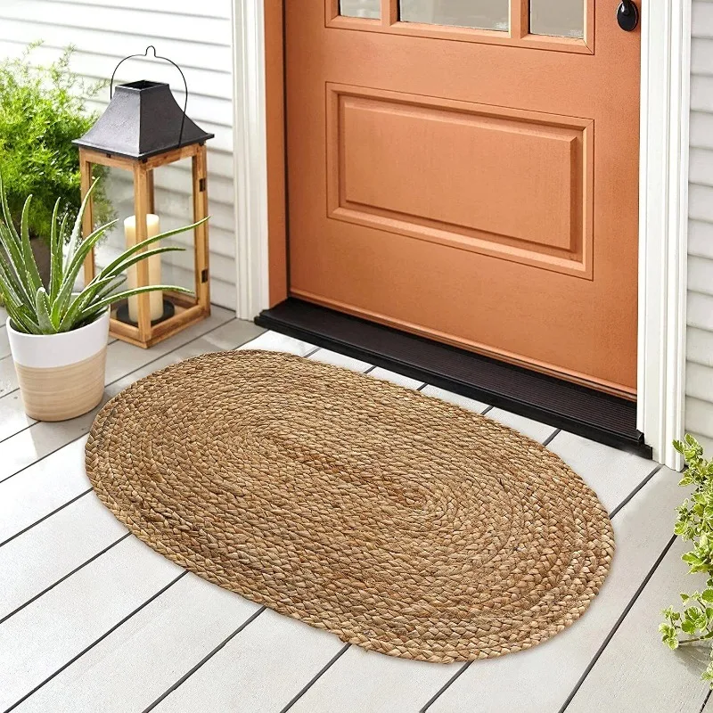 

Handmade Oval Rug for Living Room Area, Jute Rug, Braided Natural Style