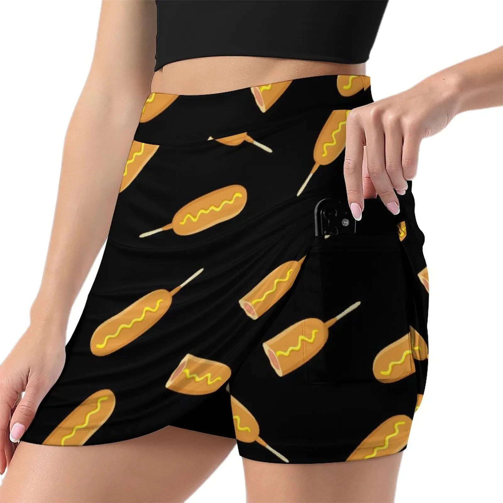 Corn Dogs on Black Mini Skirt night club outfit short skirt