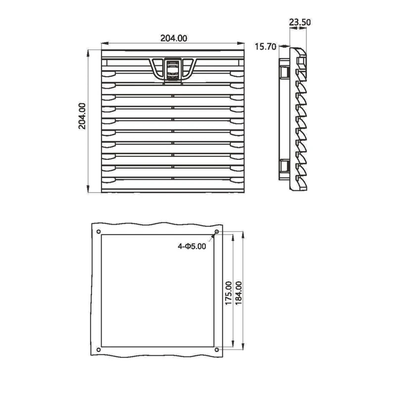 204*204mm air filter panel Compact Axial Flow Fan Filter Unit for Electrical Enclosure FB9904