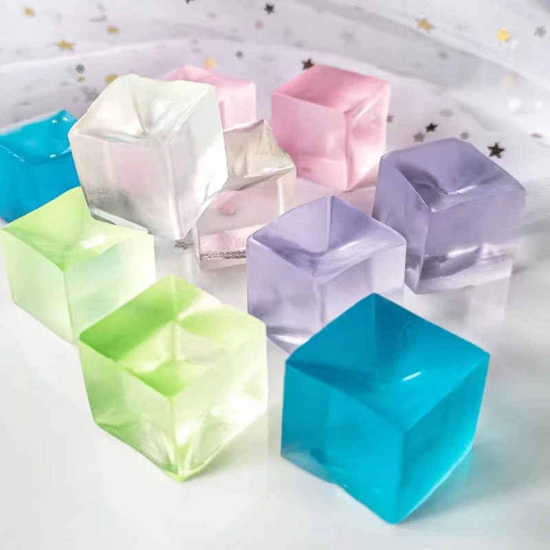 Creative Jelly Fidget ของเล่นมินิของเล่น Squishy Mochi Ice Block ความเครียดของเล่นโปร่งใส Cube ความเครียดบรรเทาบีบของเล่น