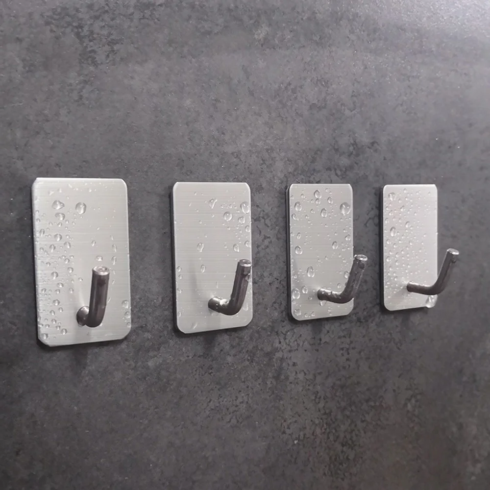 

Stainless Steel Bathroom Self Adhesive Toliet Towel Wall Mounted Wall Hook Key Holder Storage Rack Hanger