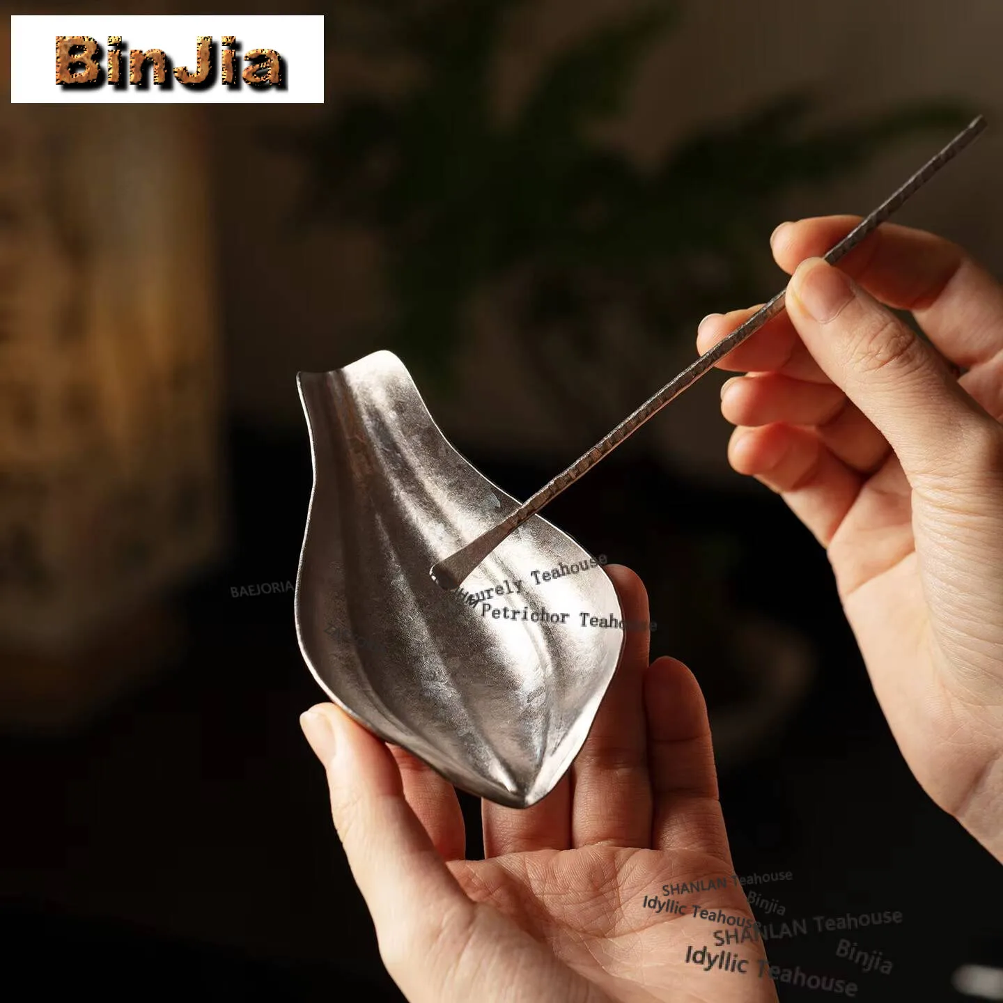 Pure Titanium Tea Scoop Retro Tea Infuser Spoons Tea Boxes Saucer Shovel Chahe Awakening Tea Ladle Drinkware Supplies Gift