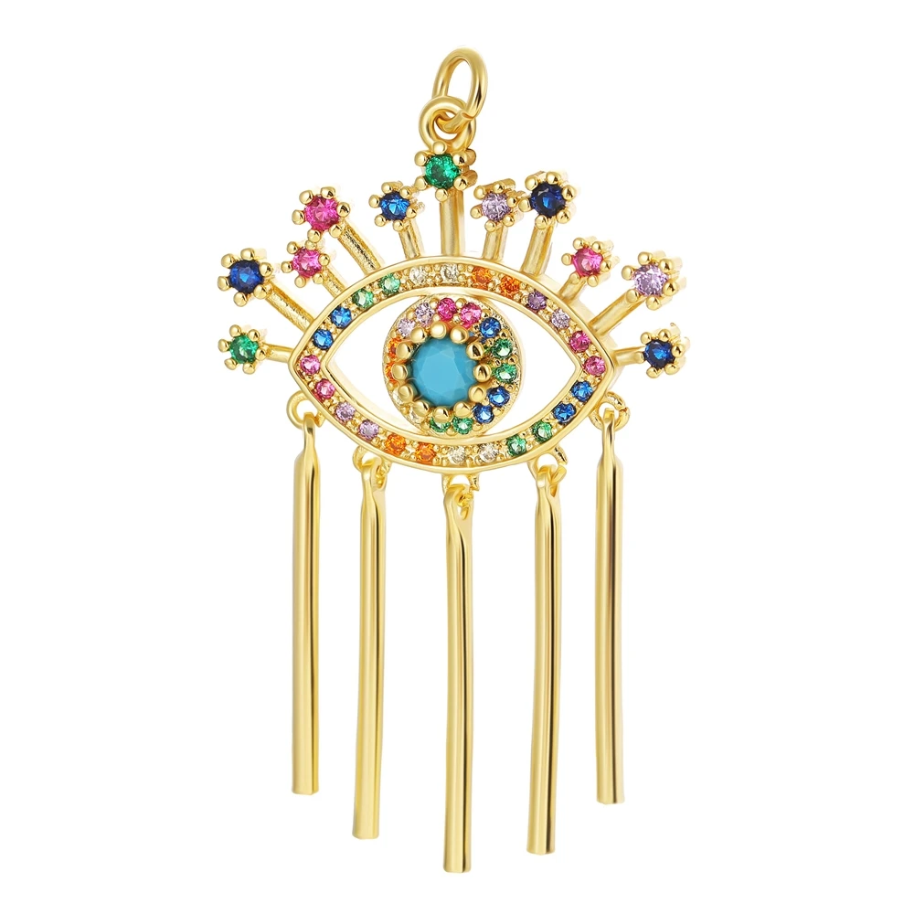 Juya 18K Gold Plated Handicraft Enamel Religious Hinduism Judaism Greek Evil Eye Charms For DIY Pendant Turkish Jewelry Making view 3