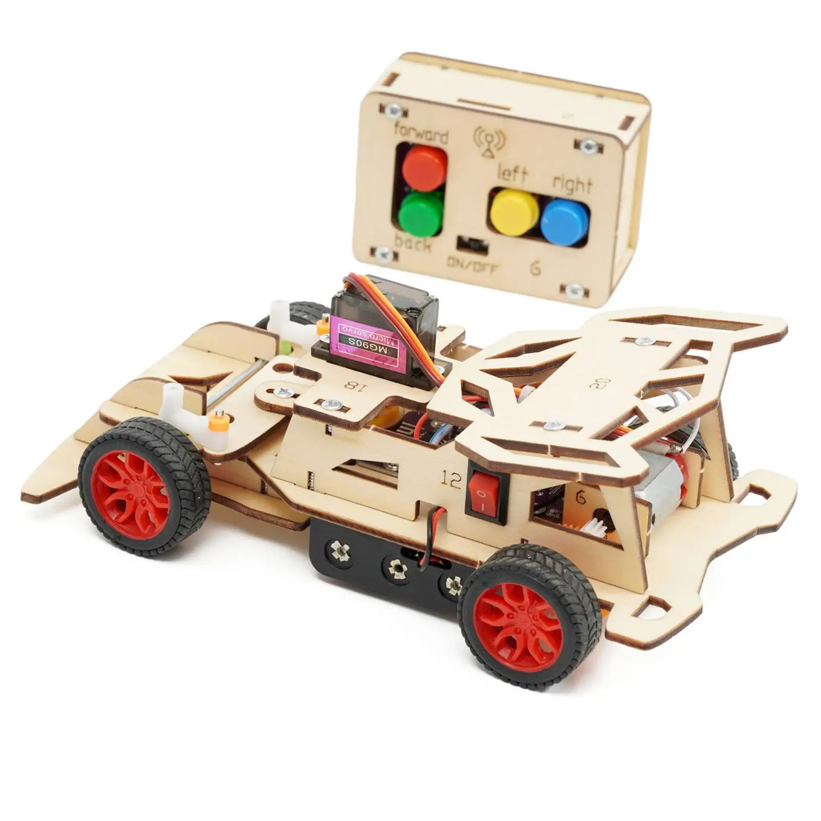 

Wooden RC Car Toy Science Kits with Steering Function Assembly Experiment Project Teaching Aids Educational for Boys Girls Teens