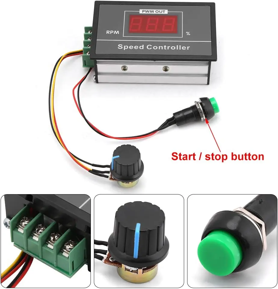 DC 6-60V 12V 24V 36V 48V 30A PWM DC Motor Speed Controller Regulator Motor Speed Controller with Start Stop Switch