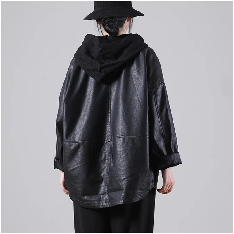 Masss Wasss 2025 Coreano Autunno Donna Moda Biker Giacca in ecopelle Giacche Allentato Punk Pu Cappotti Per il tempo libero Capispalla di grandi dimensioni