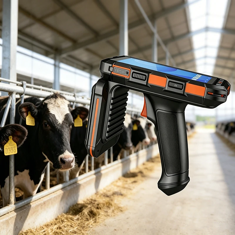 Portable Animal Tag Reader 865~868MHz/902~928MHz Android Long Range Uhf Ear Tag Reader RFID PDAS for Livestock Tracking