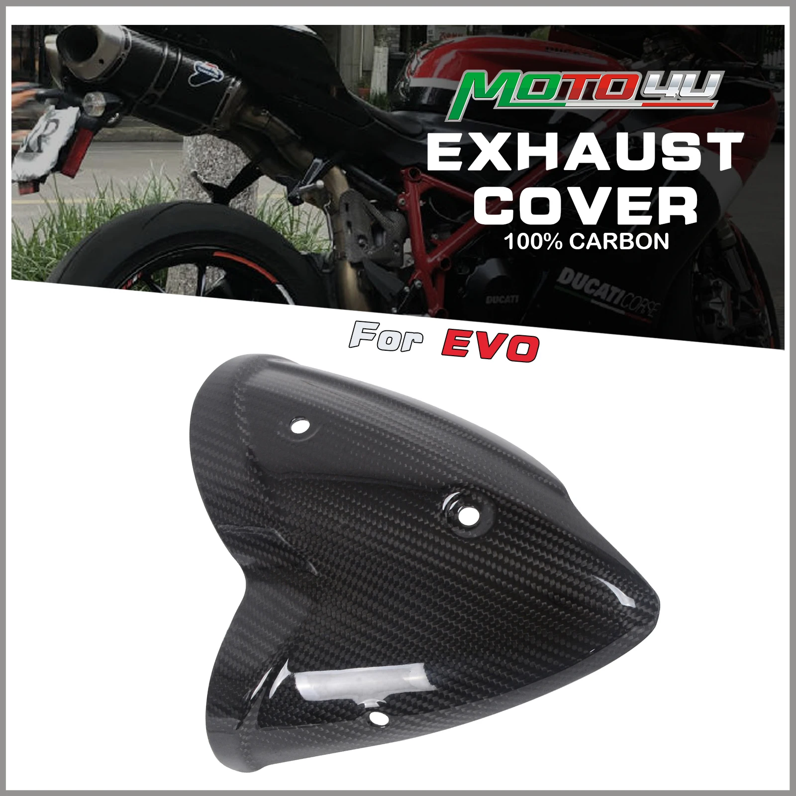 

MOTO4U For Ducati Monster 1100 EVO 2011 2012 2013 100% Carbon Fiber Exhaust Cover Motorcycle Exhaust Muffler Pipe Heat Shield