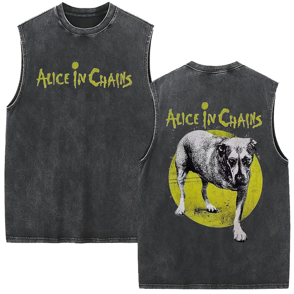 Rock Band Alice in Chains Album Cover Vintage Washed Tank Tops Men Women Retro Gothic Punk Oversized Sleeveless Vest T-shirts