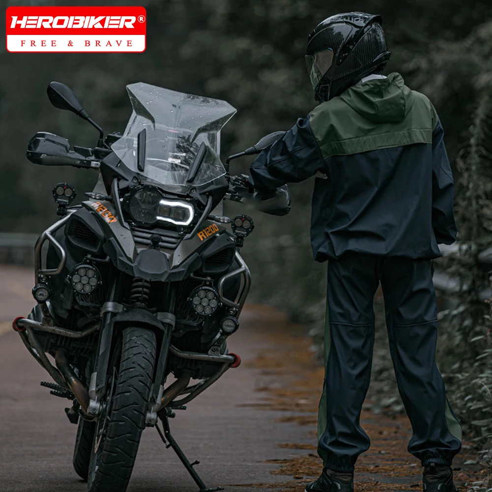 

Водонепроницаемый дождевик для мотоциклистов, раздельный комплект из 2 предметов, улучшенная версия для защиты от сильного дождя, костюм для езды в дождливую погоду