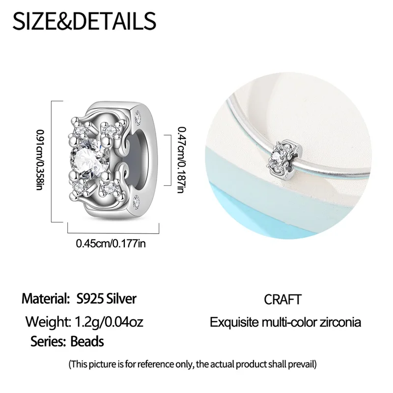 خاتم خطوبة من الفضة الإسترليني عيار 925 مع خرز ثابت، مناسب لتصميم شخصي لسلاسل المجوهرات، كهدية للنساء