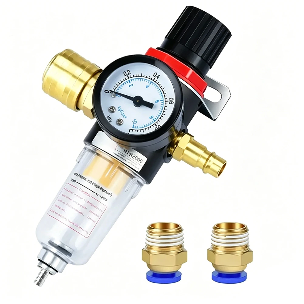 1/4 inch Air Compressor Regulator for AFR-2000 with Moisture Separator Brass Body ABS Housing 0.15 0.8 MPa Range
