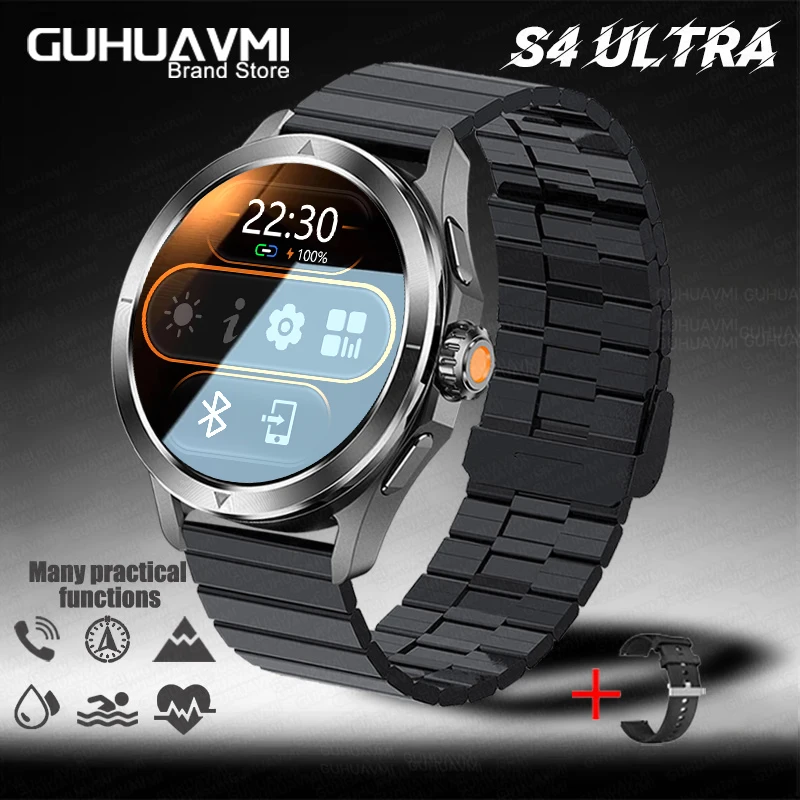 GUHUAVMI 2025 S4 Ultra Smart Watch Männer AMOLED Outdoor Sport NFC GPS Kompass Herzfrequenz Wasserdicht Bluetooth Anruf Smart armband 8