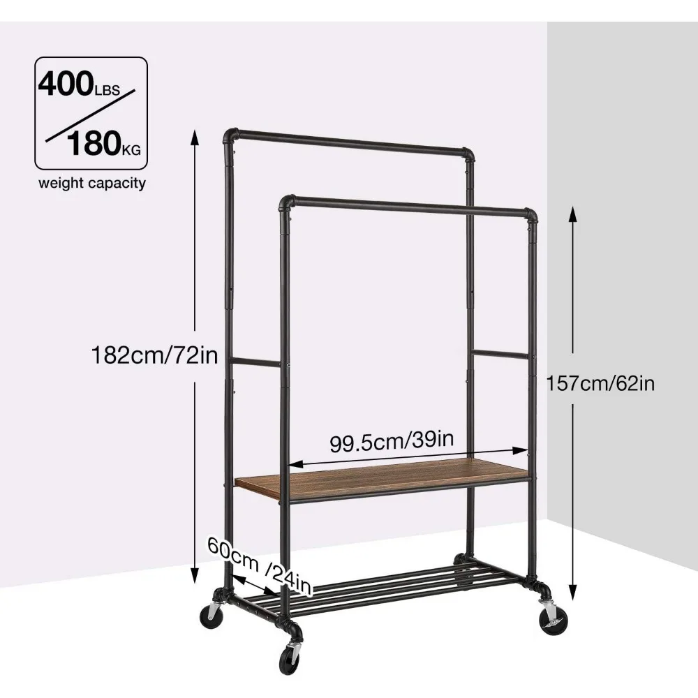 GREENSTELL-Prateleira de roupas com prateleiras, 39 "Garment Rack, 400lb Load Capacity, Sturdy Clothing Rack para pendurar roupas