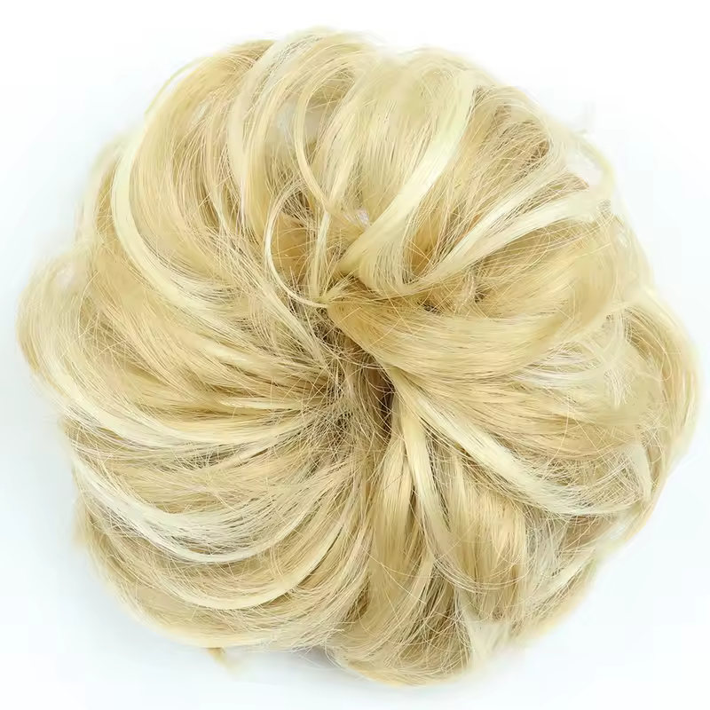 Azqueen Synthetic Messy Bun Chignon Donut Gary Brown Color Hair Bun Pad Elastic Hair Rope Rubber Band Hair Extensions - Image 12