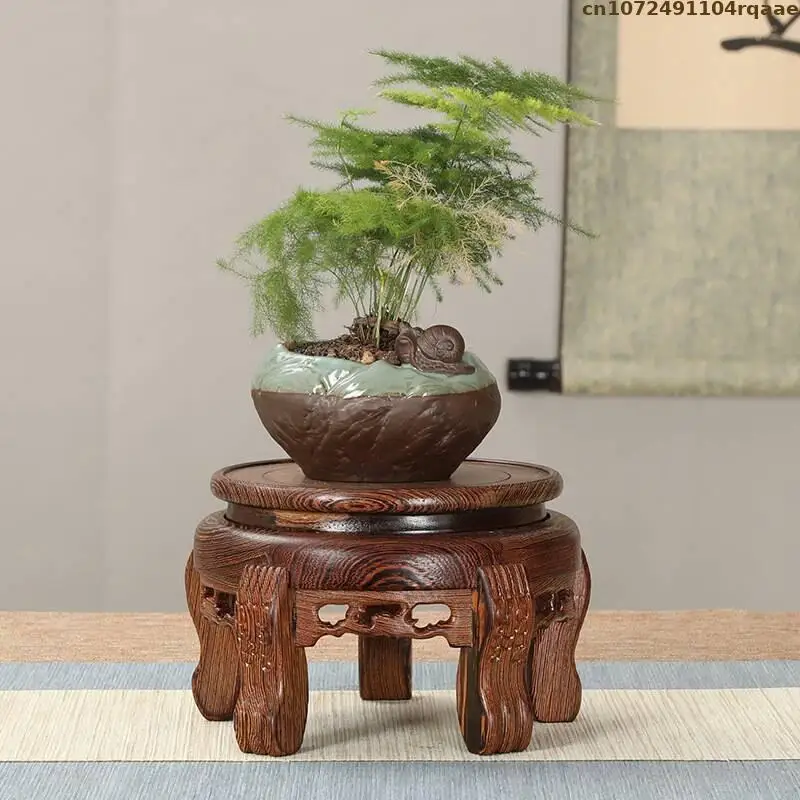 

2 Kinds Natural Solid Wood Bonsai Plant Standing Flower Base Flower Pot Log Lathe Sorting Table Flower Pot Tea Sets Display Rack