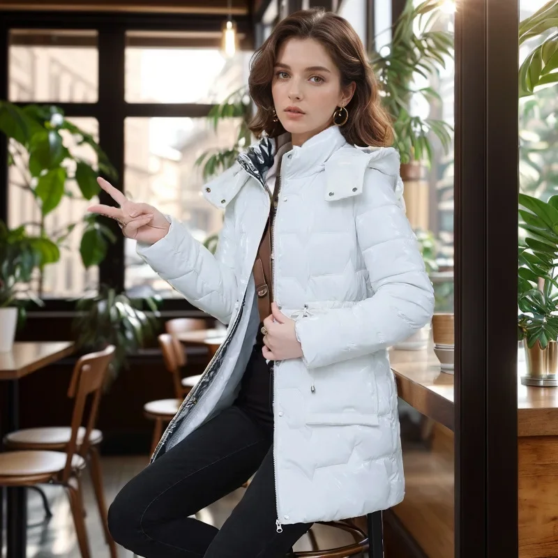 2024 New Down Cotton Coat Women Korean Cotton Coat For Female Winter Thick Warm Long Thick Colorful Outwear Hooded Coat Lace-Up