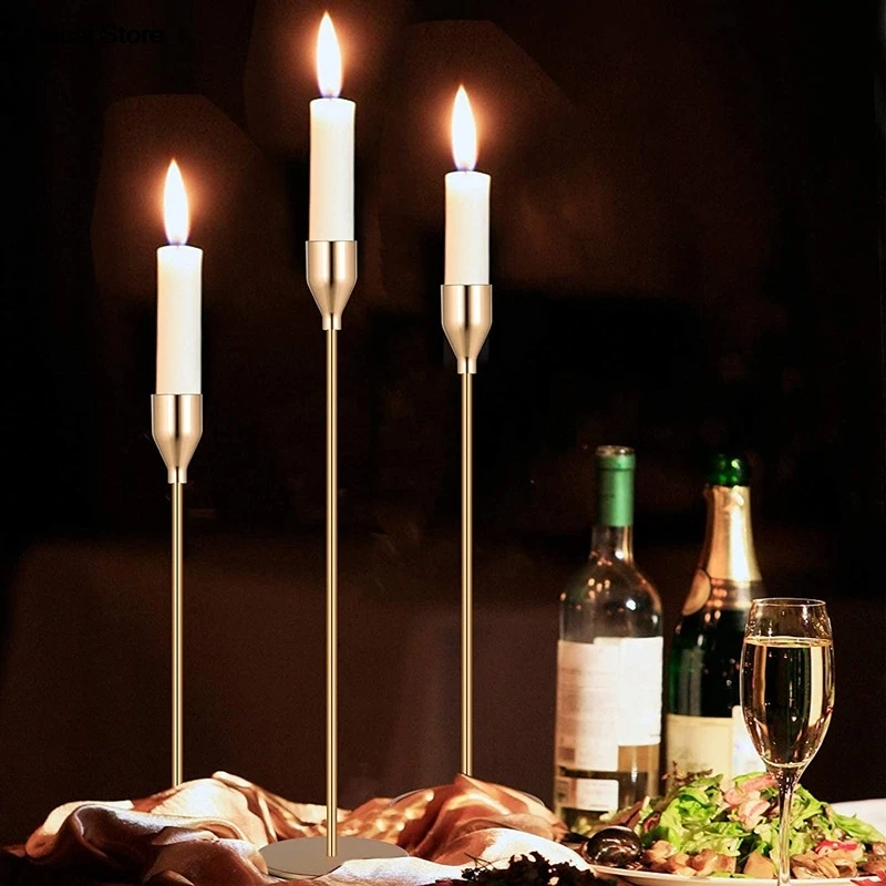 

3Pcs/Set Chinese Style Metal Candle Holders Simple Golden Wedding Decoration Bar Party Living Room Decor Home Decor Candlestick