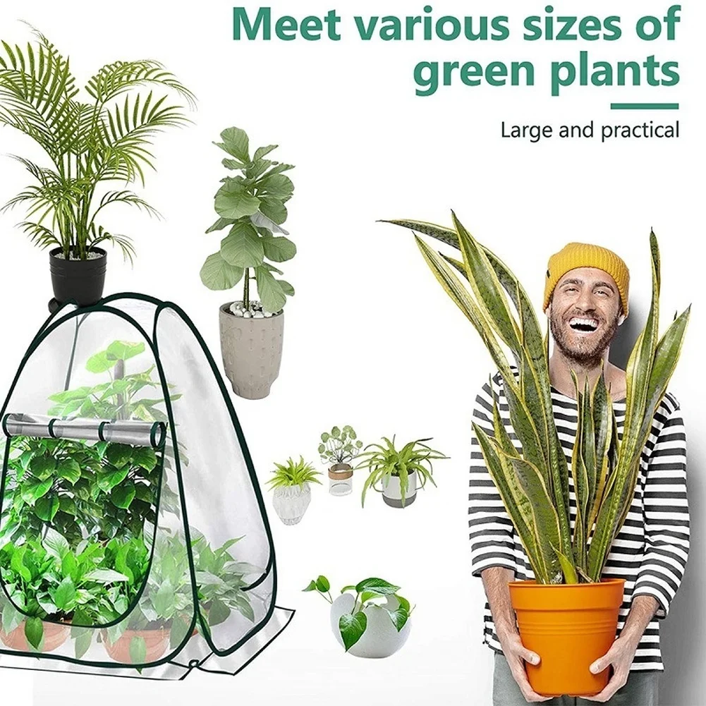 Portable Plant Greenhouse with Transparent PVC Enclosure Zippered Side and Heavy-Duty Steel Hoop Support System
