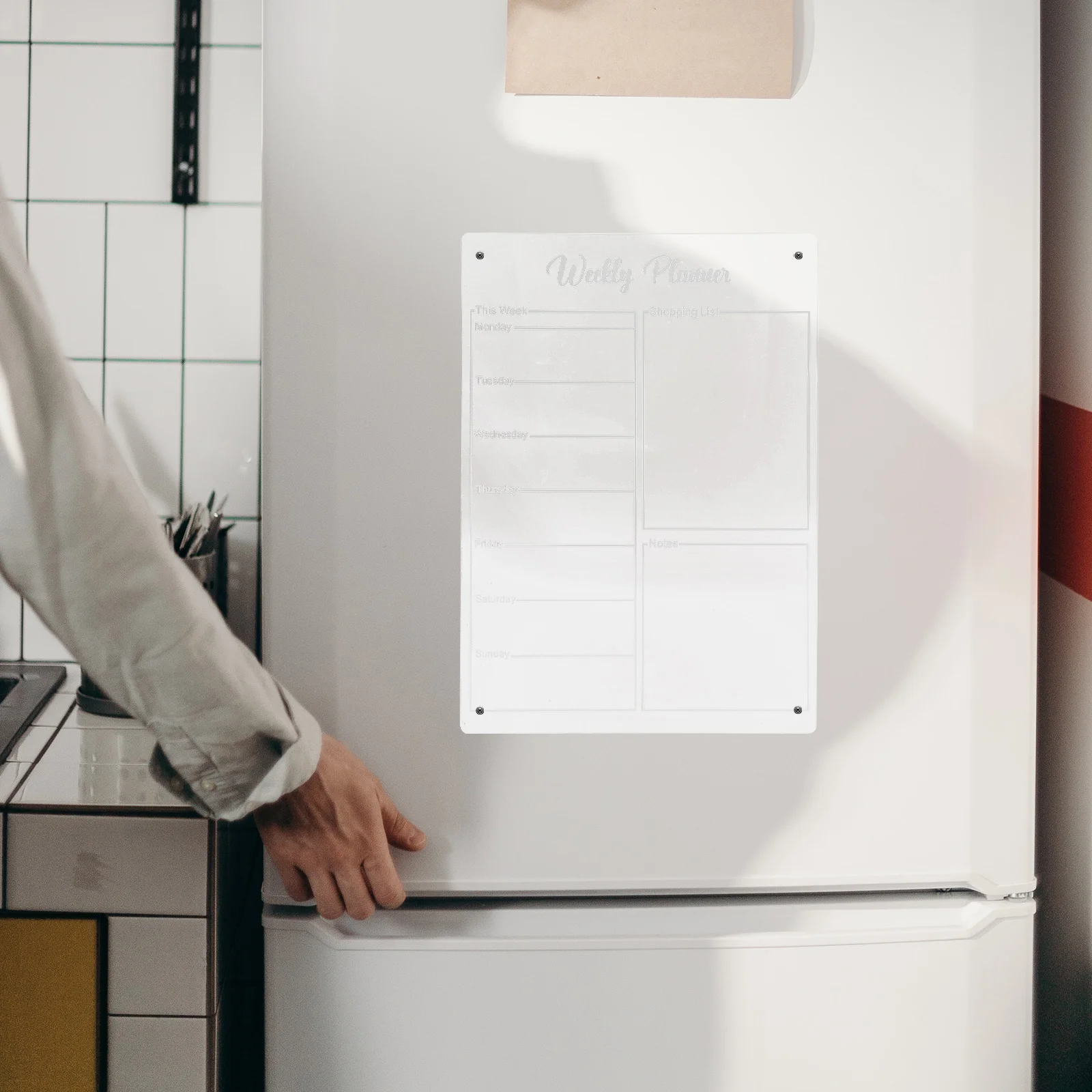 

Acrylic Magnetic Planner Board Sturdy Weekly Fridge Calendar Dry Erase to Do List Organizer Whiteboard for Office Home School