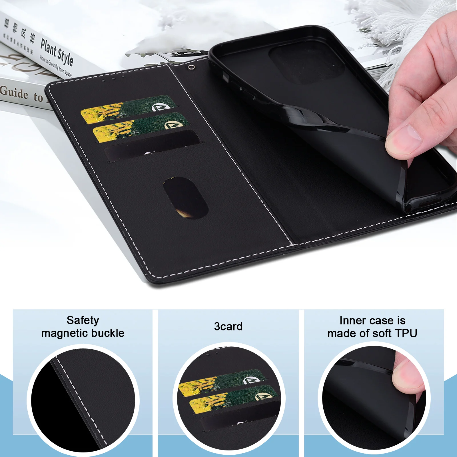 المغناطيسي أغطية جلدية المحفظة الحال بالنسبة آيفون 17 16e 16 15 14 13 12 11 X Xr Xs 8 7 6 6s SE 2022/20 Mini Air Pro Max Plus