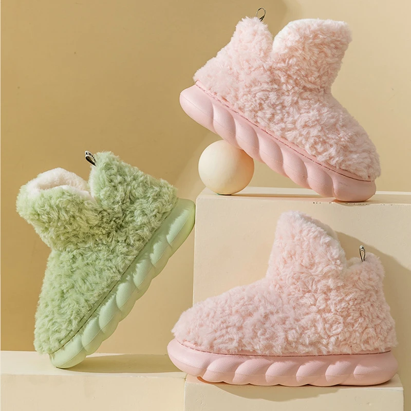 Kidmi nuove pantofole di pelliccia per le donne inverno caldo accogliente scarpe pelose 2023 carino casa coperta morbida suola peluche scivolo per scarpe di cotone caldo