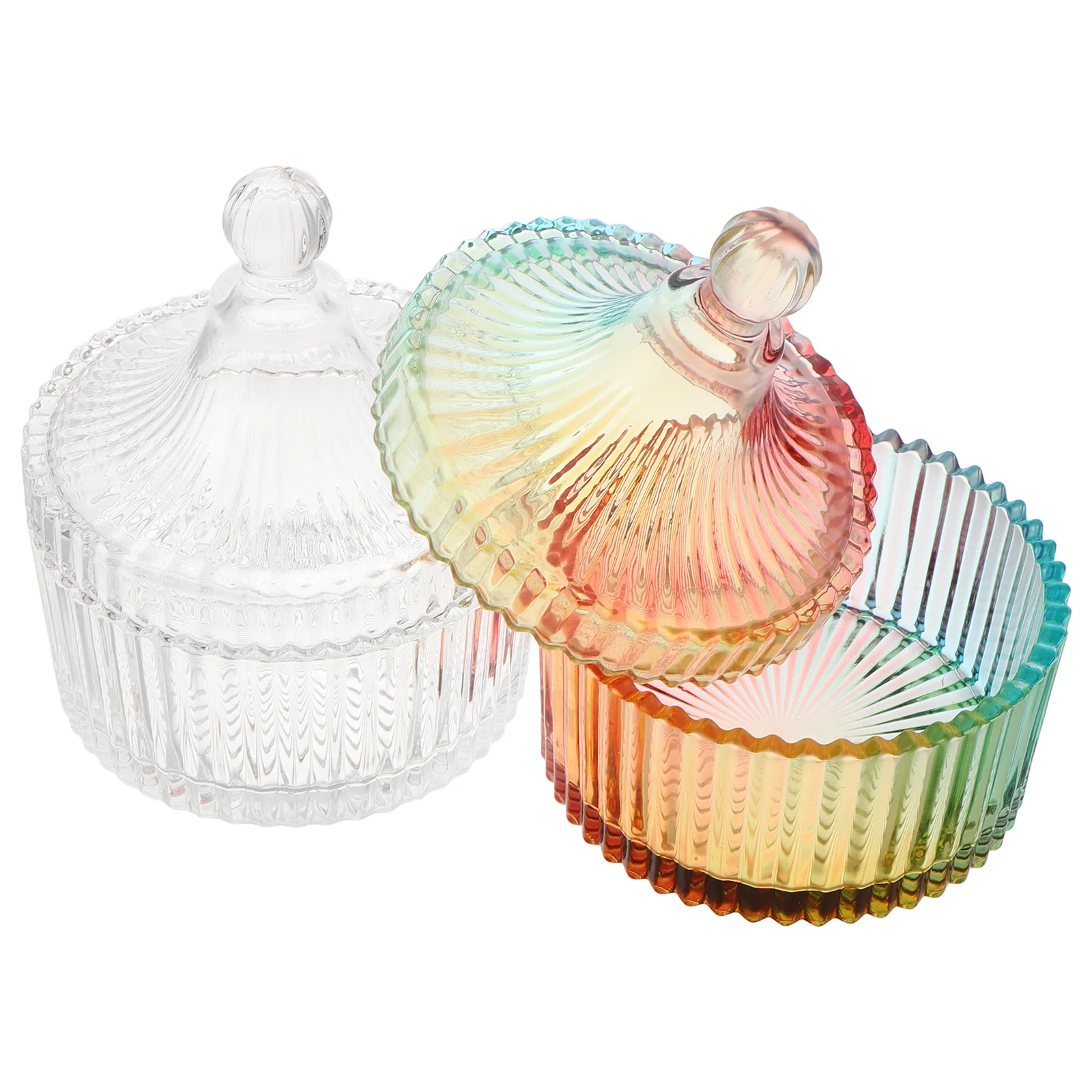

2 Pcs Powder Puff Storage Box Crystal Glass Container Vanity Organizer Holder Travel Case Makeup Accessories
