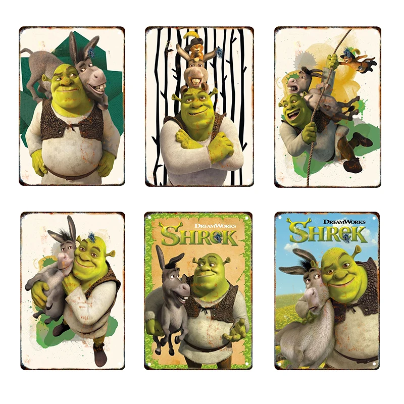 

New Iron Sheet Painting Abstract Shrek 2 Movie The Trio Posters Print Donkey Canvas Wall Art Pictures For Living Room Home Decor