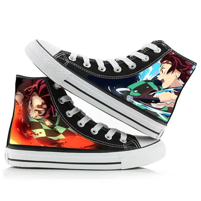 Demon Slayer Cartoon Anime Sneakers Kimetsu No Yaiba Tanjirou Nezuko Zenitsu Cosplay Casual High Top Shoes Anime Running Shoes