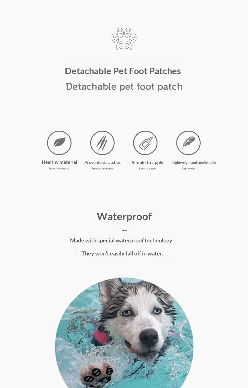 Rutschfeste Hundepfoten-Pads Abnehmbare Haustier-Schuheinlagen Traktionskontrolle-Aufkleber Wasserdichte Fußschützer für Innen- und Außenhunde – Detail 1