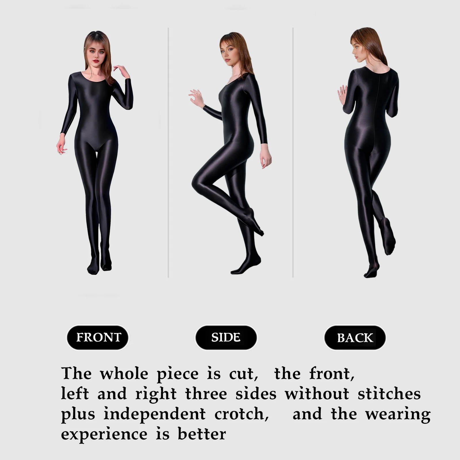 Women's Sexy Jumpsuits Long Sleeves Shapping Bodysuit Tight Elastic Oil Glossy Candy Color Unisex Leotard Exotic Club Clothing