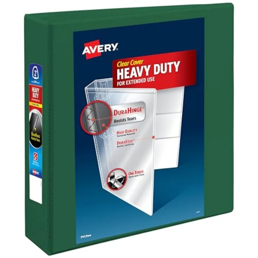 

Heavy-Duty View 3 Ring Binder, 2 Inch One Touch EZD Rings, 540-Sheet Capacity, 2.8 Inch Wide Spine, Customizable Clear Cover an