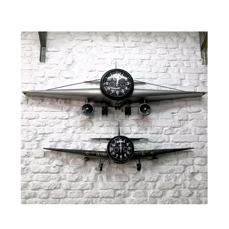 Custom Metal Clock Iron Ornament Diy Home Decor Wall Airplane Bar Decoration Clock Airplane Vintage Decor