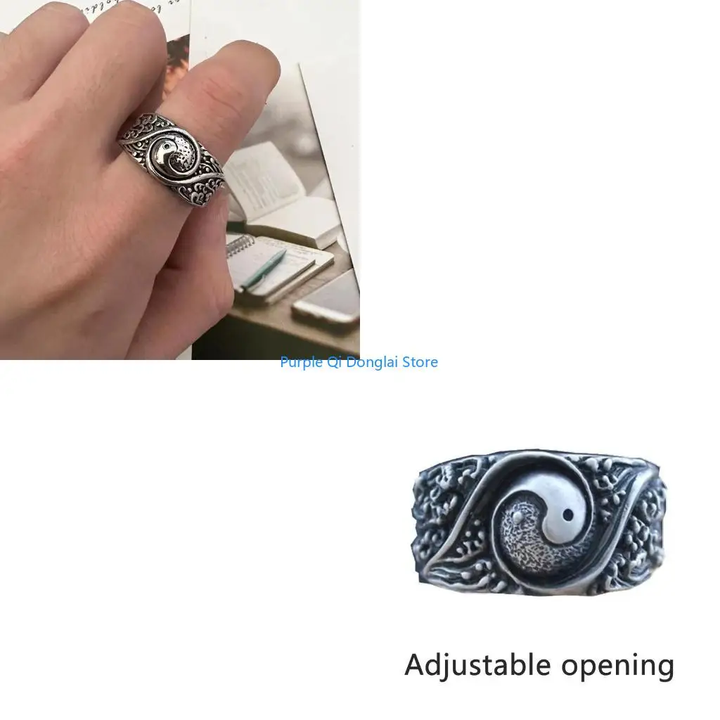 L21E Yin Yang for Chi Rings for Women Girls Statement Middle Finger Tail Rin