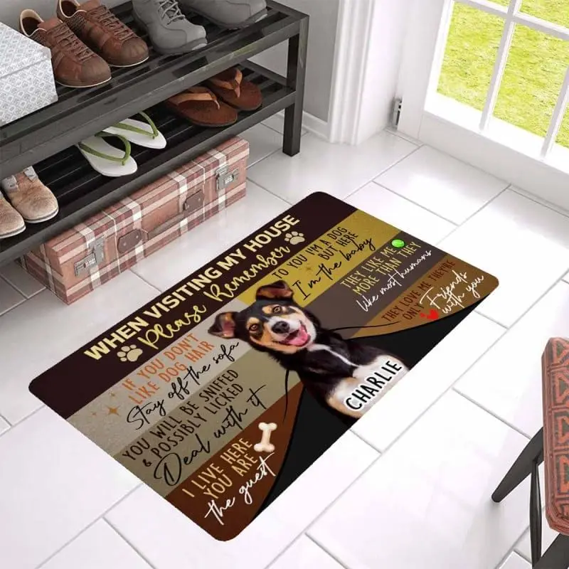 Funny Dog Doormat Welcome Mat Pet Owner Gift House Decor for Dog Lover Christmas Mat for Puppy Puppy Friend Keepsake mat